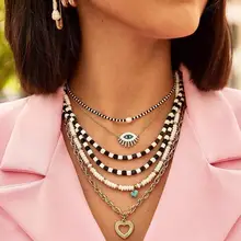 Dvacamán de moda Simple Seed Beads Strand Collar para mujer Boho Coco labios rojos ojos corazón perla colgante y gargantilla collar joyería(China)