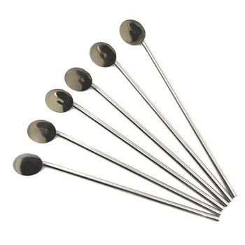 

New Cocktail spoon drinking straw spoon Spoonbill Spoon Cup Latte Stained Cocktail Spoon Iced Coffee 6x