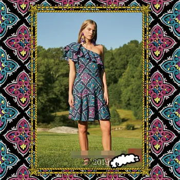 

Fashion Week printed fabric meter shirt dress 4-way stretch crepe fabric brand clothing handmade DIY fabric wholesale cloth