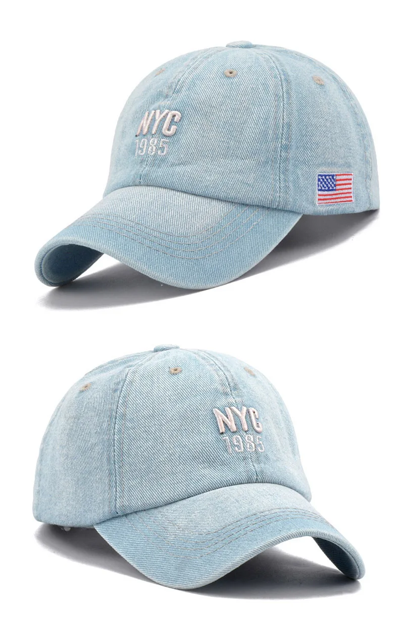 New Fashion Denim Baseball Cap Men Women Letter Embroidery USA Flag Jeans Snapback Hip Hop Teenage Sport Casquette Gorras CP0478 (6)