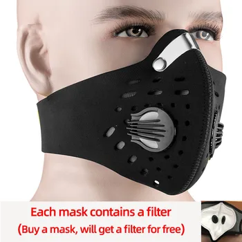 

Washable Cycling Dust Face Mask Bike Active Carbon With Filter Mask Breathing Valve Anti-Pollution Protective Sports Mask