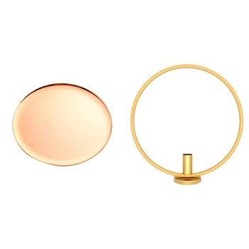 

1 Pcs 3D Gold Round Metal Candlestick Wall Candle Holder & 1 Pcs Nordic Metal Rose Gold Office Table Storage Tray