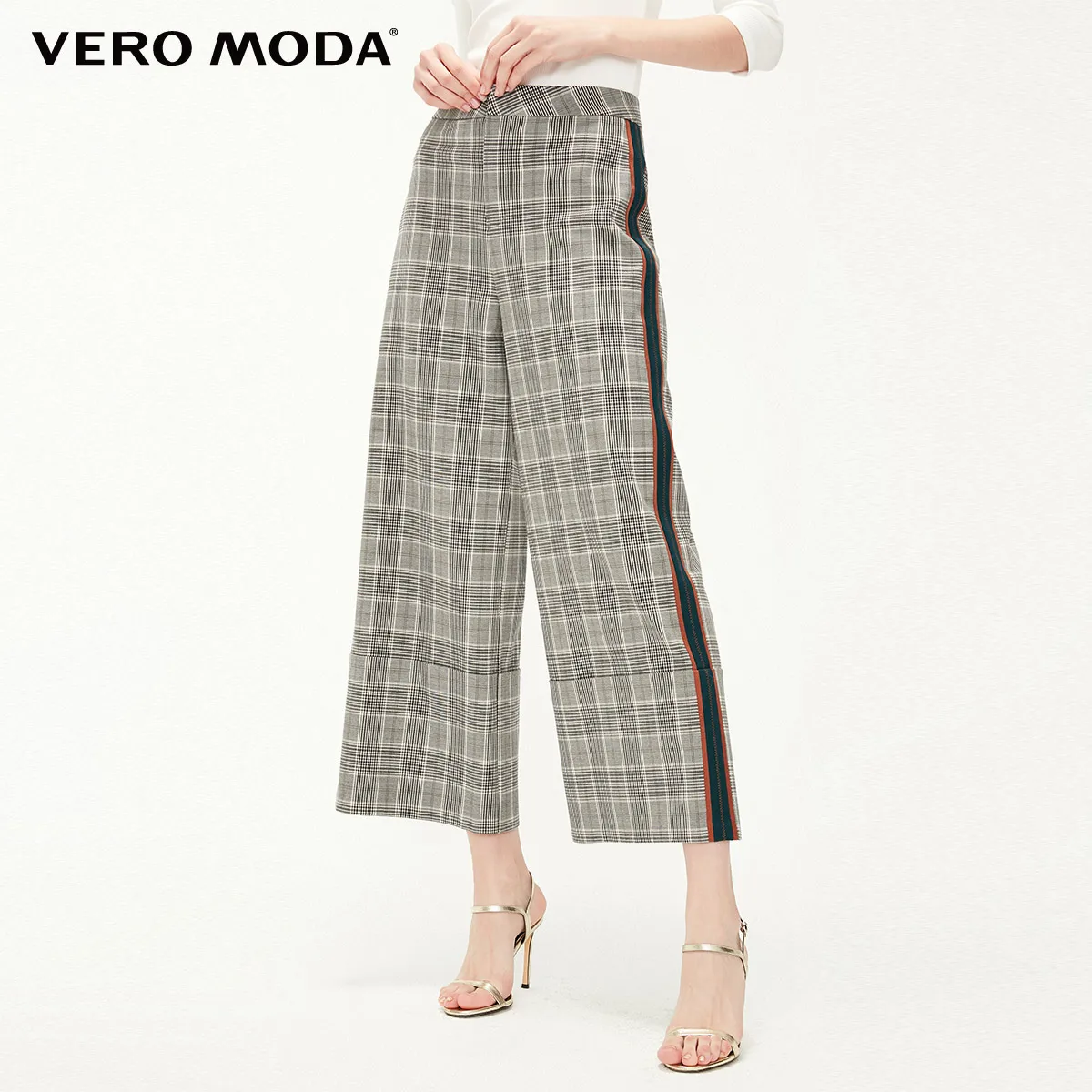 Vero Moda женские полосатые брюки с широкими штанинами | 319150516 - Цвет: Granit mel.