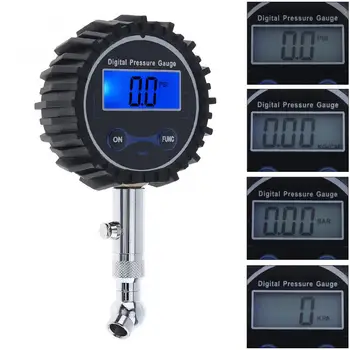 

Portable Precision Electronic Digital Tire Gauge with Short Pressure Measuring Valve & Blue Backlight Night Vision for Car Tire