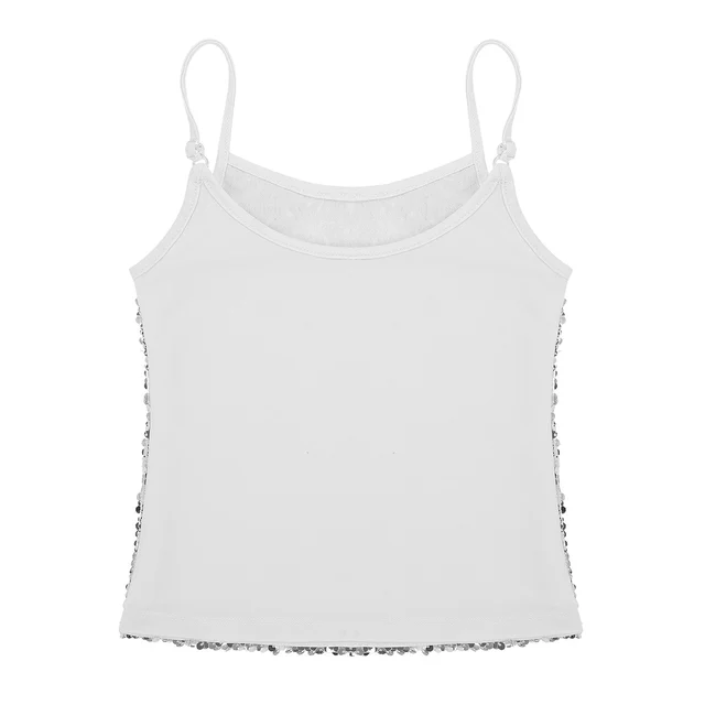 Crop Top Da Ballo Con Paillettes Per Bambina - Senza Maniche, Per Danza Classica E Latino - Foto 8