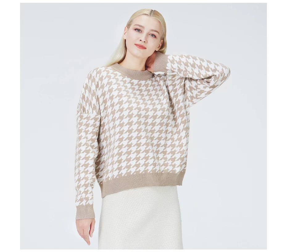 ICEbear Fall women's plaid sweater high-quality fashion women's clothing 2024 new BJ-5