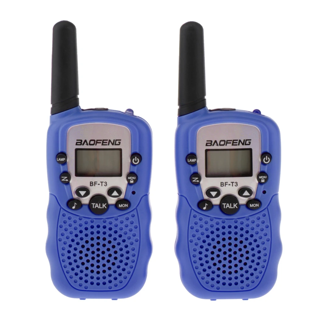 BaoFeng 2Pcs/set BF-T3 UHF462-467MHz Kids Walkie Talkie 22 Channels for Children Gift for Kids Radio Kid Walkie Talkie+Belt Clip - Цвет: Blue as described