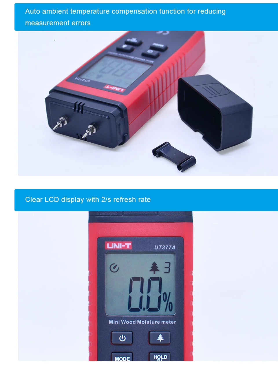 UNI-T UT377A цифровой измеритель влажности древесины тестер LCD Подсветка гигрометром декоративные часы для влажности тестер для Бумага фанерные деревянные материалы