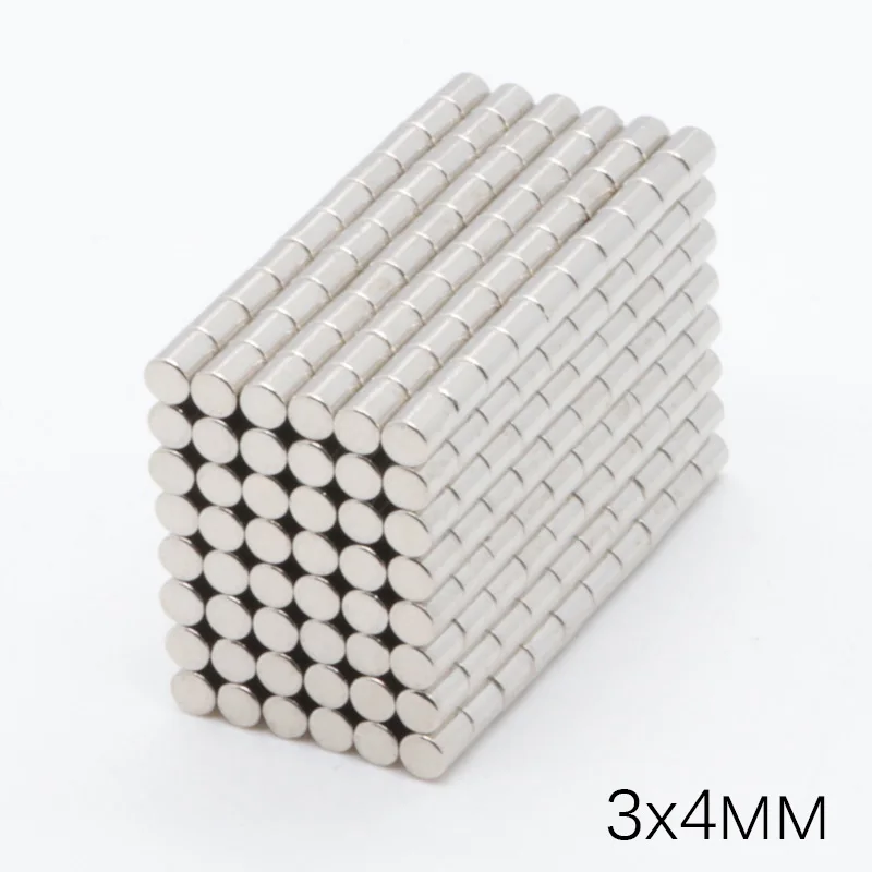 1000 шт 3x4 мм Мини неодимовый магнит диск 3 x 4 NdFeB постоянный маленький круглый супер