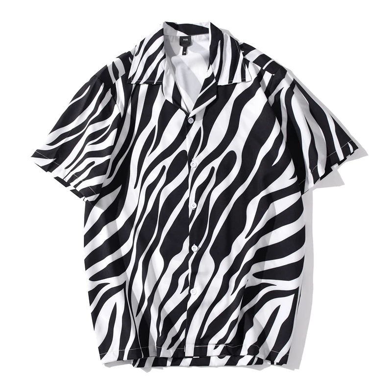 Zebra Printed Summer Short Sleeve Shirts Vintage 2020 Streetwear Hip Hop Hawaiian Casual Beach Fashion Harajuku Shirts