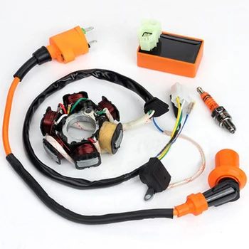 

Magneto Stator Ignition Coil Spark Plug Kit For GY6 49CC 50CC ATV Moped Scooter