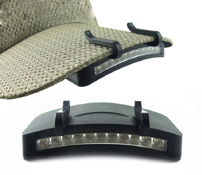 

2 pcs/lot Quality Walking Working Jogging Plastic 11 LED Clip On Cap Hat Light Camping