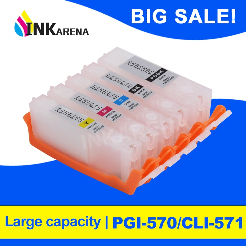 Заполняемые чернильные картриджи для Canon PGI570 CLI571 XL PIXMA MG6852 MG6853 MG7750 MG7751 MG7752 TS5050 TS5051 |