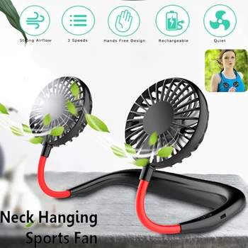 

Hands-free Neck Band Hands-Free Hanging USB Rechargeable Dual Fan Mini Air Cooler Summer Portable 2000mA Sarmocare