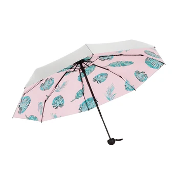 

Mini 5-folding 8 bones umbrella Rain and Sun silver composite titanium glue umbrella folding women pocket Umbrellara in women