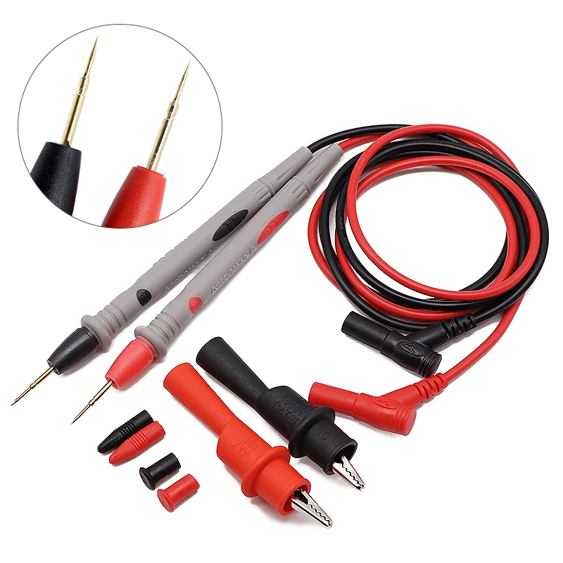 Goupchn Multimeter Test Leads Kit Double Silicone Soft Cable Gold-Plated Probes 