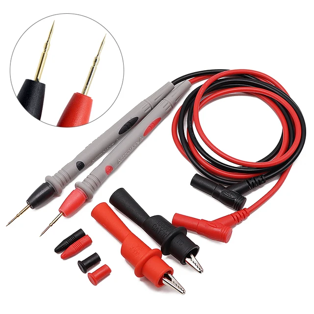 1 pair Digital Multimeter probe Soft-silicone-wire Needle-tip Universal test leads with Alligator clip For LED tester Multimetro 1