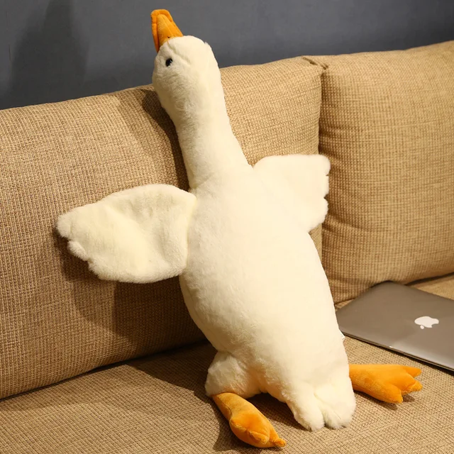  50/90/190cm Fluffy Duck Plush Swan Toys Sleep Pillow Animal Stuffed Goose Dolls Floor Mat Kids Girls Birthday Gift
