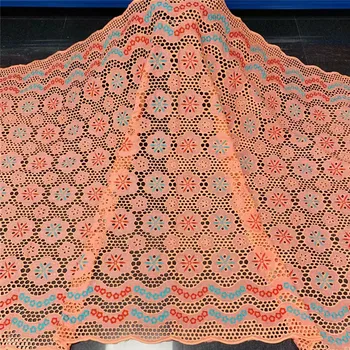

5 yard Swiss lace fabric 2020 latest heavy beaded embroidery African cotton fabrics Swiss voile lace popular Dubai style KL07302