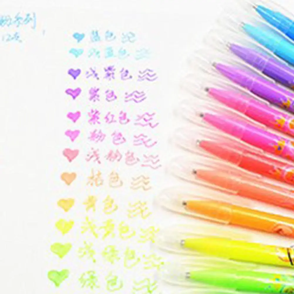 Марковая гелевая ручка для офиса, школы, канцелярские принадлежности, 12 шт., цветные ручки для заправки, флуоресцентные блестящие ручки, сменный стержень r20