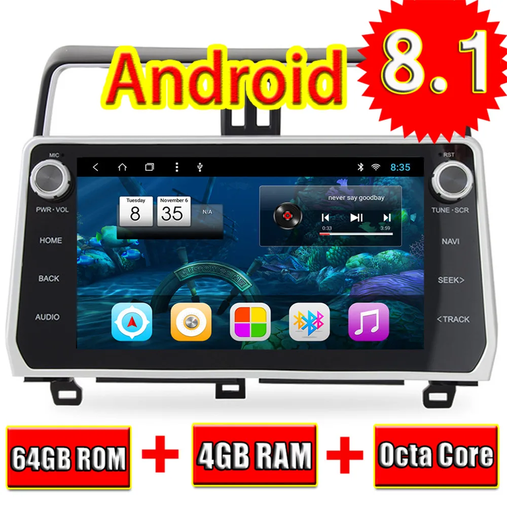 Wanuary 10 2 дюймов Android 8 1 Восьмиядерный 64G 4G RAM Автомобильный видео плеер для Toyota Prado