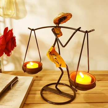 

Burden Woman Candlestick Romantic Candle Holder Metal Candle Stand Lantern Wedding Table Decoration Character Girl Office Crafts
