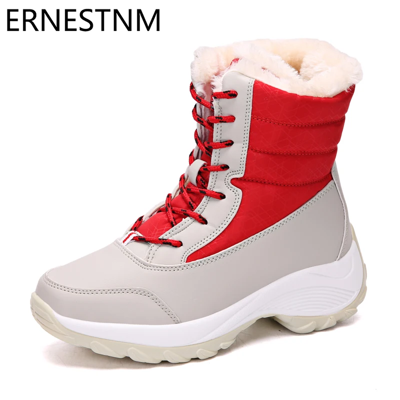 

ERNESTNM Boot Women Winter Hot Warm Plush Lightweight Large Size Couple Waterproof Cotton Shoes Plus Snow Motorcycle Fur Botas