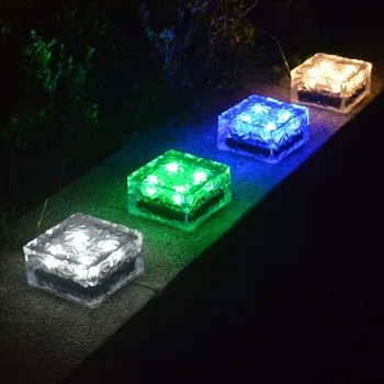 

1pc LED Solar Light Ice Brick Light Floor Tile Square Outdoor Underground Light Decking Solarne Garden Decor Landscape Light