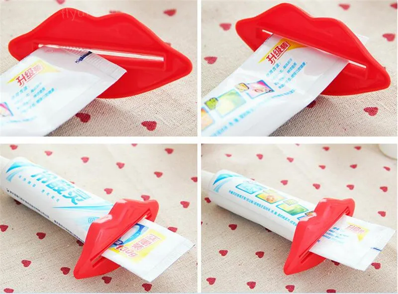 

2 Pcs Bathroom Lip Kiss Easy Press Tube Dispenser Toothpaste Squeezer Reusable Gadget Color Randomly