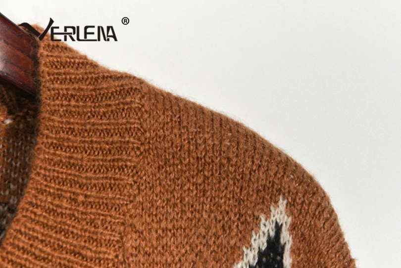 Verlena, Ретро стиль, Ретро стиль, толстый, v-образный вырез, джемпер, свитер для женщин, длинный рукав, пайетки, геометрический узор, Англия, свободные, пушистые пуловеры