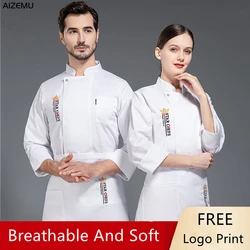 Custom logo Chef Jacket Catering Autumn Long Tunic Work Wear Clothes Hat Restaurant Uniforrms Coat Women Kitchen Cook Chef Shirt