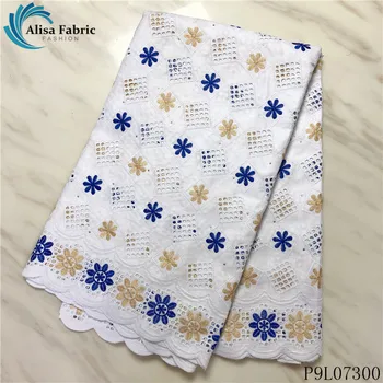 

Alisa french lace white embroidered with stones african dry lace 100% polyester bazin riche fabrics 5 yards/pcs for dress sewing