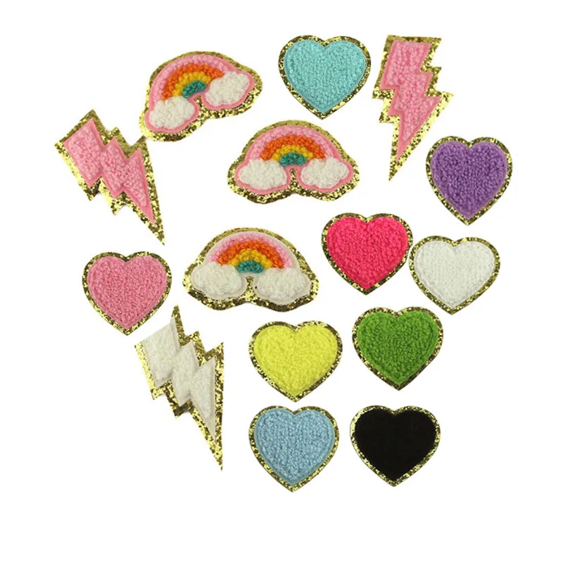 3 шт. разноцветные блестящие нашивки с золотым ободом | Дом и сад