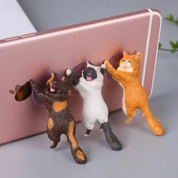 

Universal PVC Cute Cat Cell Phone Holder Tablets Desk Car Stand Mount Sucker Bracket Small and lightweight for home office