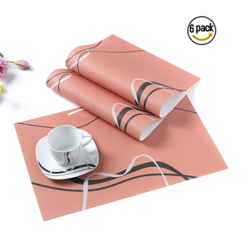 

VEWEET FIONA 6-piece Heat-Resistant PVC Placemats Set Dining Coaster Table Mats Vinyl Stain Resistant Easy to Clean 45CMX30CM