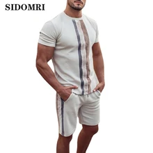 2021 Summer New Luxury Silk Printing Trend Men's Street Fashion Casual Slim Shorts Set Cotton Short Sleeve T-Shirt 2-Piece Sets