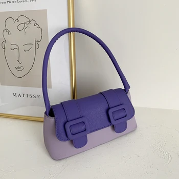 

Fashion Women Totes Shoulder Bag Classic Texture Creative Design Chic PU Hit Color Flap Small Travel Handbags Purse