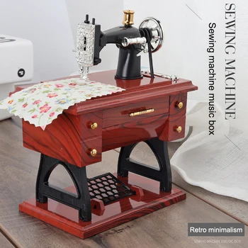 

Cute Mini Sewing Machine Music Box Retro Gift Table Home Decor FP8
