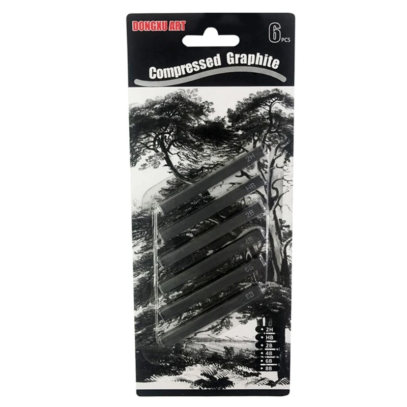 6 Pcs Professional Charcoal Pencils Compressed Square Sticks Sketch for Sketching Shading Drawing Artists DIY | Канцтовары для