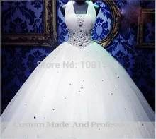 

free shipping hot handmade custom size/color lace up bridal gown ball gown crystal plus size white mother of the bride dress