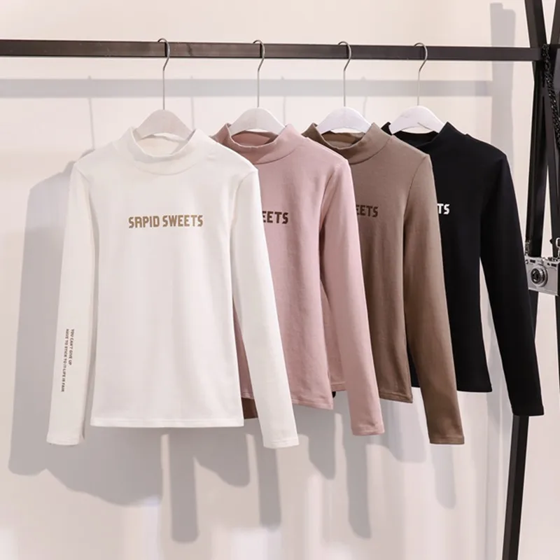 

GIGOGOU Basic Women Crew Neck Sweater 95% Cotton Pullover Tops Autumn Winter Letter Printing Soft Female Jumper S-3XL Plus Size