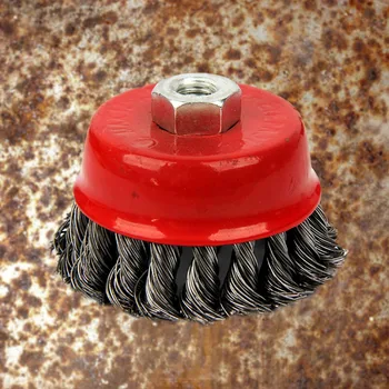 

Deburring Flat Cup Rust Clean Twist Knot Paint Remove Strong Edge Blending Steel Wire Wheel Angle Grinder Brush Rotary Metal Red