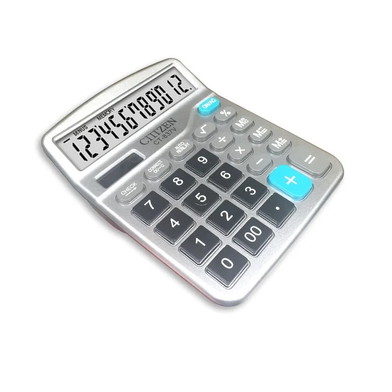 

12 Digit Desk Calculator Large Buttons Financial Business Accounting Tool white big buttons battery