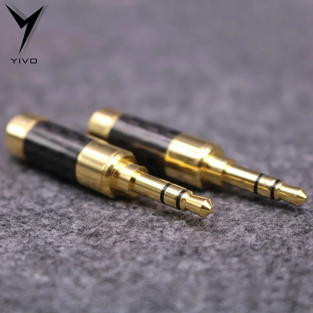 10pcs YIVO Hi end Gold Plated Audio Male Earphone Headphone plug Carbon Fiber 3 5mm stereo 1 8 jack connector for 3mm 6mm Cable