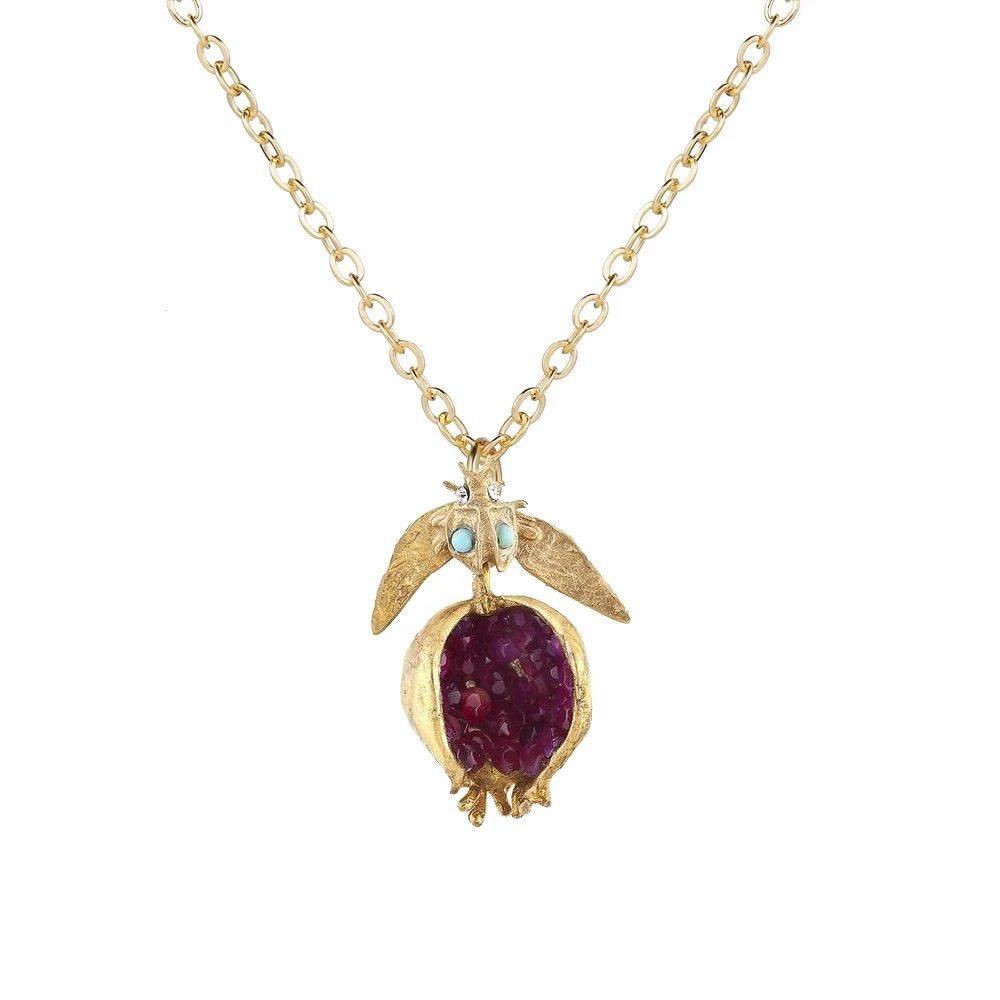 Новинка 2020 винтажная подвеска с гранатом ожерелья для женщин модная золотая