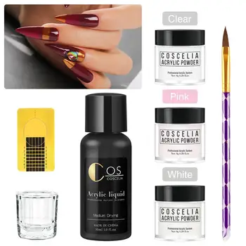 

COSCELIA Acrylic Powder Poly Gel All For Manicure Set Nails Art Decorations Crystal Clear Acrylic Professional Nail Accessories