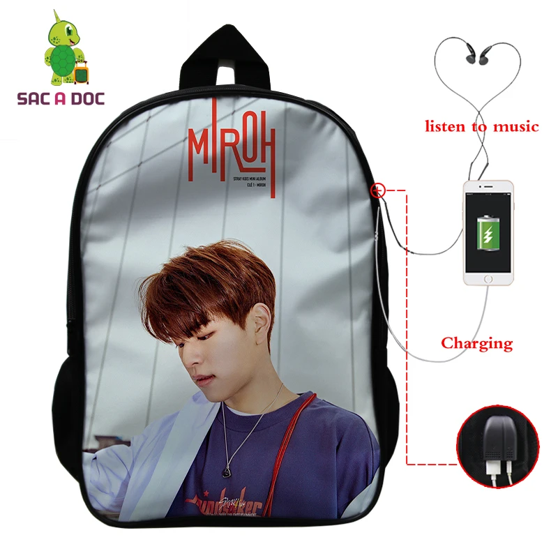 Mochila Kpop рюкзак для детей женский многофункциональный USB зарядка латоп рюкзак школьные сумки для подростков девочек мальчиков рюкзак для путешествий - Цвет: 25