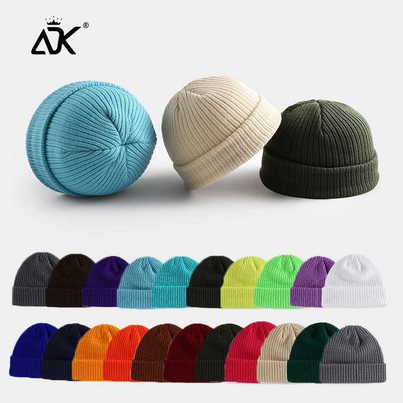 

Unisex Hats Ribbed Kintted Cuffed Skull Cap Brimless Sailor Cap Fashion Bonnet Wunter Gorros Woman Beanie Breathable Hats