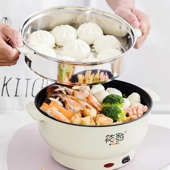 

Mini Electric Skillet Non-stick 1.5L Rice Cooker Hotpot Noodles Egg Omelette Cooking Wok Heater Soup Stew Pot Frying Pan
