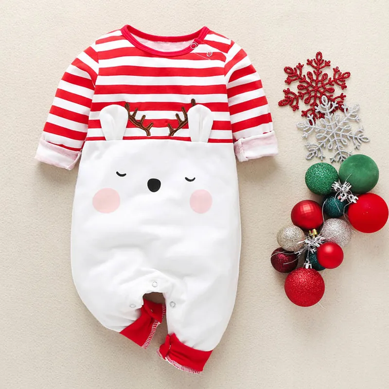 

2020 Baby Boys Girls Christmas Rompers Reindeer Jumpsuits Cotton Cartoon Toddler New Year's Costume Children Kids Clothes
